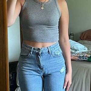 a new day Heather Gray Ribbed Tank Top